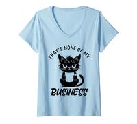 Mujer Gato enojado tomando café. No es asunto mío. Camiseta Cuello V