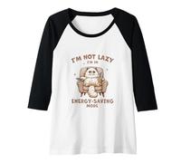 Mujer Gato esponjoso, no soy perezoso, modo de ahorro de ingestión, té Boba de burbujas Camiseta Manga Raglan