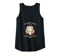 Mujer Gato esponjoso, no soy perezoso, modo de ahorro de ingestión, té Boba de burbujas Camiseta sin Mangas