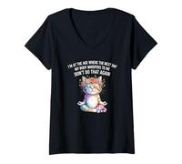 Mujer Gato, estoy en una edad en la que al día siguiente mi cuerpo me susurra Camiseta Cuello V