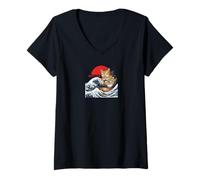 Mujer Gato Gigante Kaiju Ramen Camiseta Cuello V
