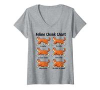 Mujer Gato Gordo Divertido de Feline Chonk Chart Camiseta Cuello V