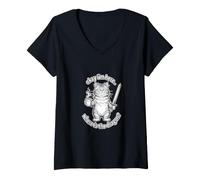 Mujer Gato Gracioso Diciendo Que está Bien, Estoy aquí Donde el dragón Camiseta Cuello V