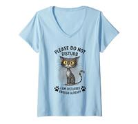 Mujer Gato Gracioso ya Molesto Déjame Solo Kitty Camiseta Cuello V
