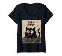 Mujer Gato gruñón y divertido: Guten Morgen Camiseta Cuello V