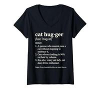 Mujer Gato Hugger Definición Divertido Diccionario Estilo Felino Amante Camiseta Cuello V