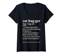 Mujer Gato Hugger Diccionario Amante Gato Divertido Definición Felina Camiseta Cuello V