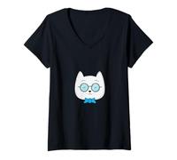 Mujer Gato Inteligente Camiseta Cuello V