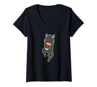 Mujer Gato Juega fútbol Americano Camiseta Cuello V