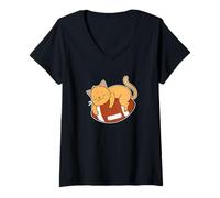 Mujer Gato Juega fútbol Americano Camiseta Cuello V