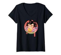 Mujer Gato Kabuki Takoyaki Estilo japonés Ukiyo-e Camiseta Cuello V