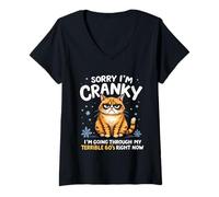Mujer Gato Lo siento, estoy de mal humor, estoy pasando por mis terribles 60 Camiseta Cuello V