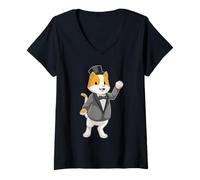 Mujer Gato Novio Pajarita Boda Camiseta Cuello V