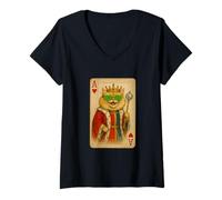 Mujer Gato persa Disco Ace Corazones Cool Playing Card King Queen Camiseta Cuello V