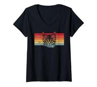Mujer Gato Retro Vintage Estética Amantes De Los Felinos Camiseta Cuello V