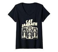 Mujer Gato Sabbath Funny Cat Camiseta Cuello V
