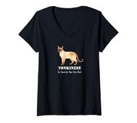 Mujer Gato tonkinés Demasiado Inteligente para su Propio diseño de Mascota Buena Camiseta Cuello V