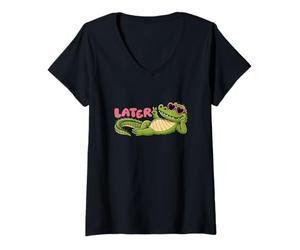 Mujer Gator Alligator Sunglasses Student Último día de Clases después Camiseta Cuello V