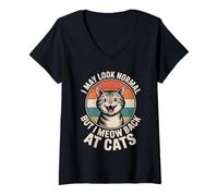 Mujer Gatos I May Look Normal But I Meow Back At Cats Gato Camiseta Cuello V