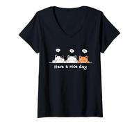 Mujer Gatos Lindos - Que tengas un Buen día Camiseta Cuello V