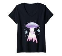 Mujer Gatos y Extraterrestres, Amantes de los Gatos Camiseta Cuello V