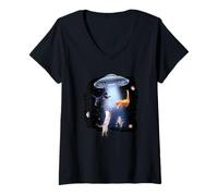 Mujer Gatos y Extraterrestres, Amantes de los Gatos Camiseta Cuello V