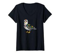 Mujer Gaviota Mexicana Calavera Viva México Chica Fiesta Camiseta Cuello V