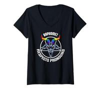 Mujer Gay Baphomet Respeta Los Pronombres Pride Camiseta Cuello V