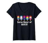 Mujer Gay Pride Flag LGBTQ Some Flavor of Queer Pride Lesbian LGBT Camiseta Cuello V