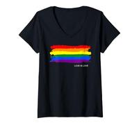 Mujer Gay Pride Rainbow Love is Love - Rayas Camiseta Cuello V
