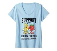 Mujer Gay Pride Support Your Fruity Friends LGBTQ Love Wins Camiseta Cuello V
