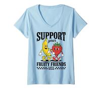 Mujer Gay Pride Support Your Fruity Friends LGBTQ Love Wins Camiseta Cuello V