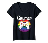 Mujer Gaymer Gay Recta Jugador Hombres Amor Camiseta Cuello V