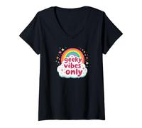 Mujer Geek Vibes Only Nerd Cita Nerd Introvertido Chicas Adolescentes Camiseta Cuello V