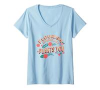 Mujer Gefloreihe wo dich das Leben pflanzt Vintage Design Camiseta Cuello V