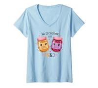 Mujer Gelatina de Mantequilla de maní Vamos Juntos como PB&J Camiseta Cuello V