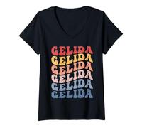 Mujer Gelida City Groovy Retro Camiseta Cuello V