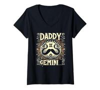 Mujer Gemini Daddy The Twin Zodiac Sign para cumpleaños de mayo y junio Camiseta Cuello V