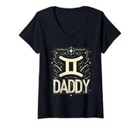 Mujer Gemini Daddy The Twin Zodiac Sign para cumpleaños de mayo y junio Camiseta Cuello V