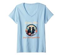 Mujer Gemini Tales Living a Double Layered Dream Camiseta Cuello V, Azul Bebé, L