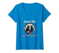 Mujer Gemini Tales Living a Double Layered Dream Camiseta Cuello V, Zafiro, XL