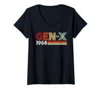 Mujer Gen X 1968 Retro Generation xer Vintage Text Style Camiseta Cuello V