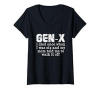Mujer Gen X Mi mamá me dijo que lo dejara Nostálgico Sarcástico Camiseta Cuello V