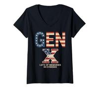 Mujer Gen X: Muchos Recuerdos, no Hay evidencia de un Divertido Padre Patriota Retro Camiseta Cuello V