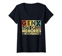 Mujer Gen X Muchos Recuerdos Sin Evidencia Gracioso Dicho Sarcástico Camiseta Cuello V