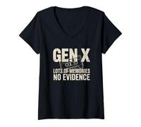 Mujer Gen X Muchos Recuerdos Sin evidencia Humor Adulto Nostalgia Camiseta Cuello V