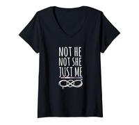 Mujer Gender Fluidity Not He Not She Just Me' Orgullo no Binario Camiseta Cuello V