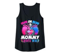 Mujer Gender Reveal Mommy Team Rosa o Azul Qué Piensas Camiseta sin Mangas