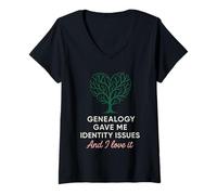 Mujer Genealogía Nerd Gift Family Tree Research Ancestry Club Camiseta Cuello V