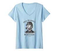 Mujer General Ambrose Burnside Old Burney Guerra Civil Camiseta Cuello V